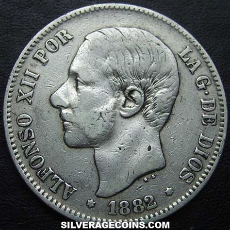 Ms M Alfonso Xii Spanish Silver Pesetas Silver Age Coins