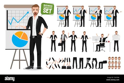 Male Business Vector Character Set Business Man Cartoon Character