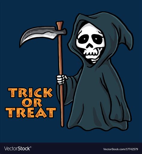 Grim Reaper Halloween Card Invitation Design Vector Image