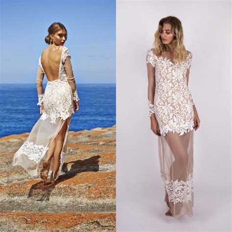 2015 sexy high quality summer beach wedding dresses sheer long sleeves wedding dress sheath