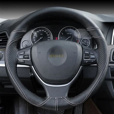 Diy Genuine Leather Steering Wheel Cover Breathable Anti Slip Design
