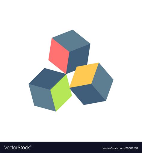 Isometric Triple Or Three Cubes Logo Design Vector Image