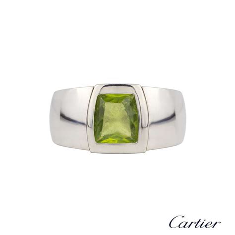 Cartier 18k White Gold Peridot La Dona Ring Rich Diamonds