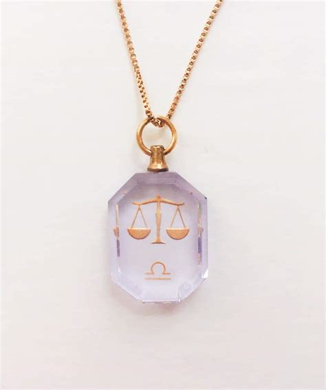 Libra Necklace Purple Zodiac Birthstone Crystal Pendant Necklace