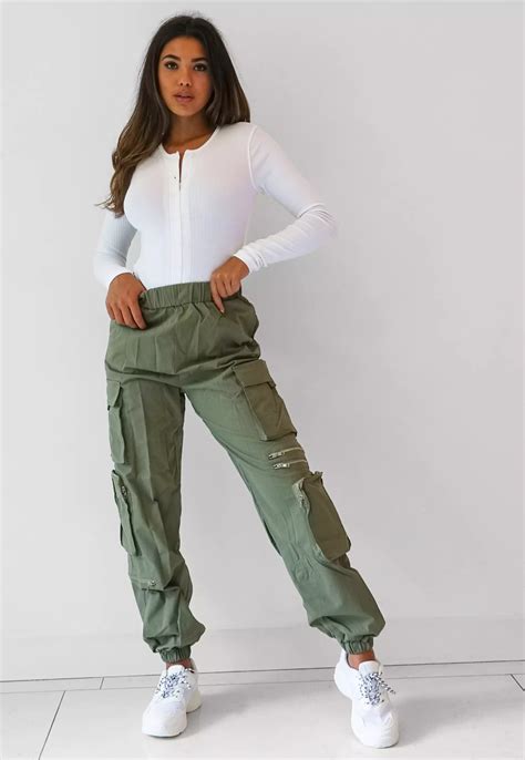 Khaki Cargo Trousers Missguided Cute Sweatpants Outfit Khaki Cargo