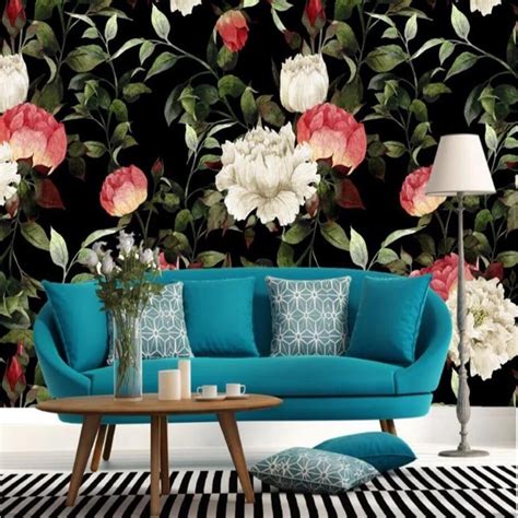 Home murals | mural, mural on the wall, inc. Watercolor Red White Flower Wallpaper Mural HD 3D Printed ...