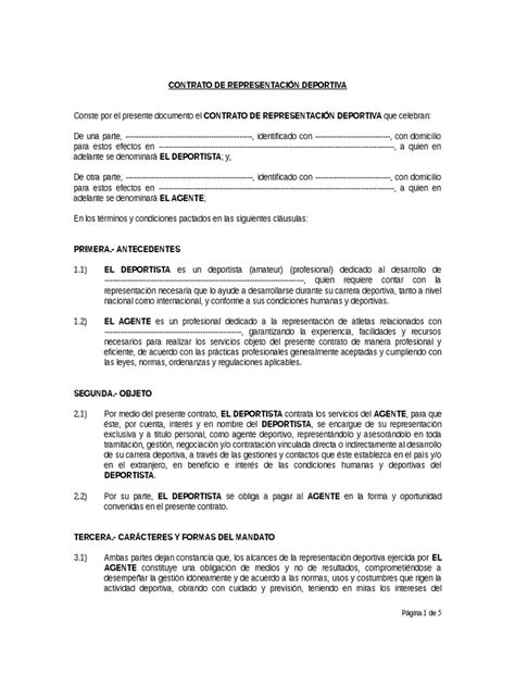 Contrato De Representación Deportiva Derecho Privado Justicia