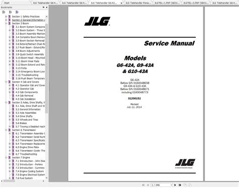 Jlg Telehandler G6 42a Operation Service And Parts Manuals
