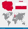 Carte De La Pologne Sur Une Carte Du Monde Avec L'indicateur De Drapeau ...