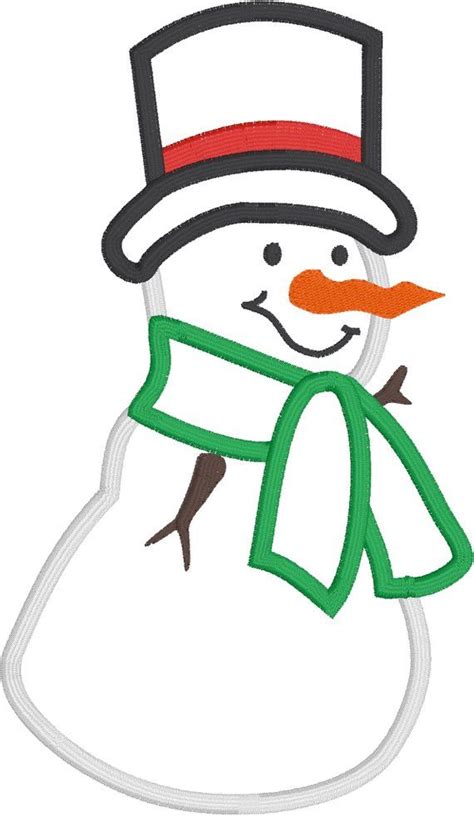 Snowman Applique Embroidery Design Download For Embroidery Etsy
