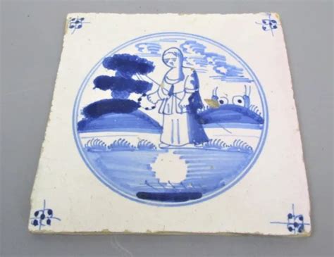 Antique Dutch Delft Blue And White Ceramic Tile C1800 8647 Picclick
