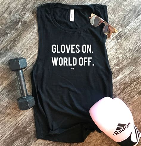 Gloves On World Off Boxing Tank Womens Boxing Tank Kickboxing Tank Boxer Womens Workout Tank