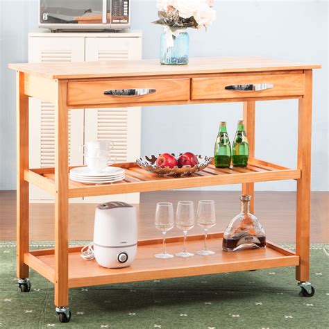 Kitchen Cart 3 Tier Rolling Kitchen Island Cart With 2 Drawers And
