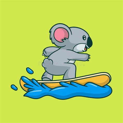 Cartoon Animal Design Koala Surfing Stock Illustration Illustration