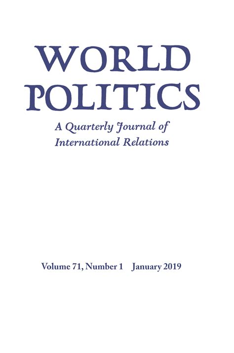 World Politics Volume 71 Issue 1 Cambridge Core