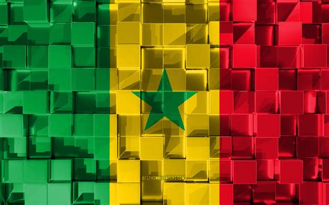 Download Wallpapers Flag Of Senegal 3d Flag 3d Cubes Texture Flags
