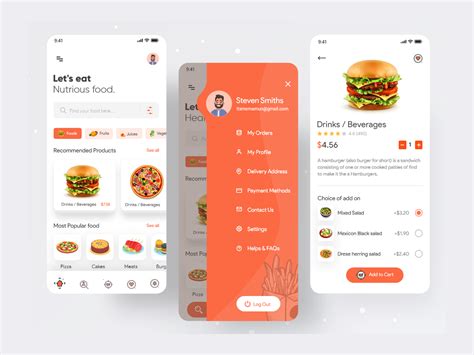 Food Delivery Home And Menu Screen Food App Food Delivery App