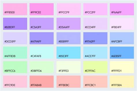 Pastel Rainbow Hex Codes Google Search Hex Color Palette Pastel Colour Palette Pastel