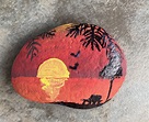 Sunset rock painting | Etsy