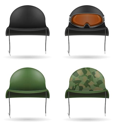 Premium Vector Set Icons Military Helmets