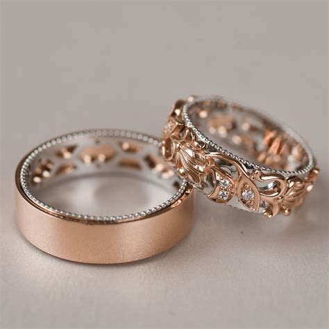 His And Hers Gold Wedding Rings Two Tone Gold Wedding Bands Gold Wedding Ring With Diamonds