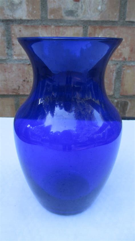 8 Vintage Deep Cobalt Blue Glass Urn Vase Etsy