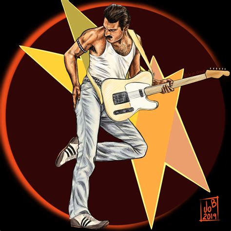 Digital Colored Sketch Of Freddie Mercury Used To Work Mostly In