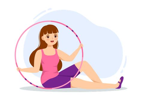Best Premium Young Girl Playing Hula Hoop Illustration Download In Png