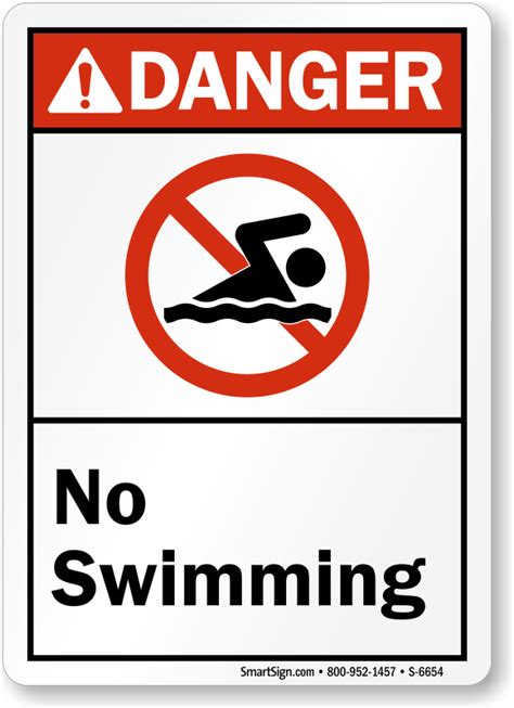 No Swimming Ansi Danger Sign Hassle Free Shipping Sku S 6654