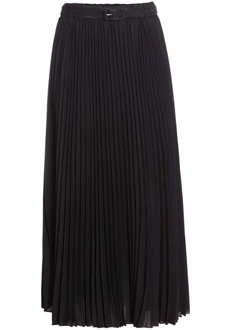 Black Pleated Long Chiffon Skirt Sheinsheinside