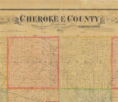 Cherokee County Iowa 1884 Old Wall Map With Landowner Names Etsy