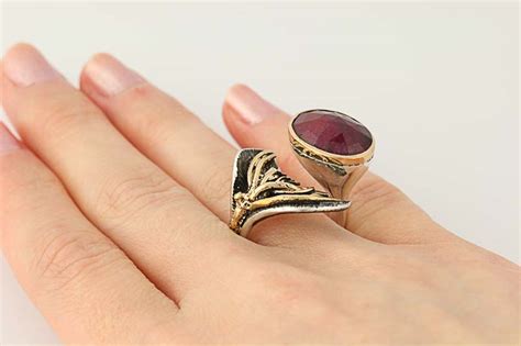 New Handmade Bora Ring Ruby Sterling Silver Bronze Size 9 Adjustable