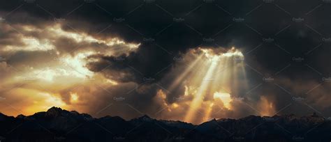 Rays Of Light Shining Through Clouds Nature Stock Photos Creative