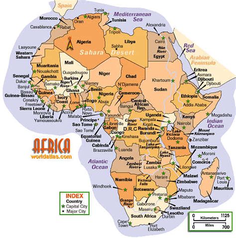 This political map shows all african countries with its borders and the biggest cities. Interactive Physical Map of Africa, Maps of all African Countries