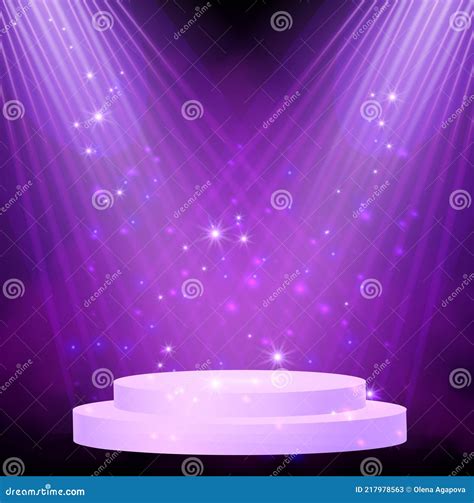 Purple Spotlight Bright Lighting With Spotlights Of The Stage With