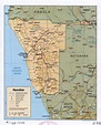 Large detailed political and administrative map of Namibia with relief ...