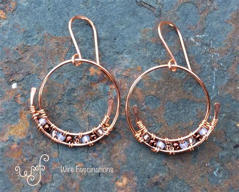 These Handmade Copper Earrings Are Medium Spiral Hoops With Wire
