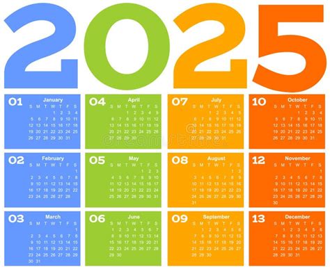 2025 Vector Calendar Stock Illustrations 4175 2025 Vector Calendar