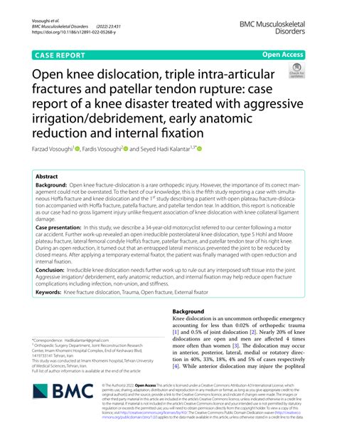 Pdf Open Knee Dislocation Triple Intra Articular Fractures And