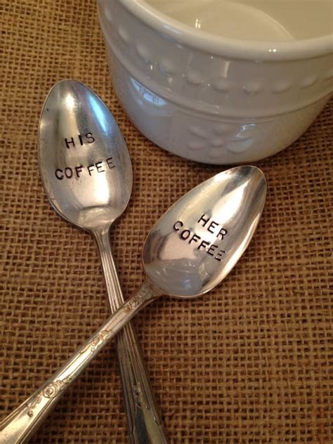 Hand Stamped Silver Coffee Spoons His And Hers By Thirtysixdesign