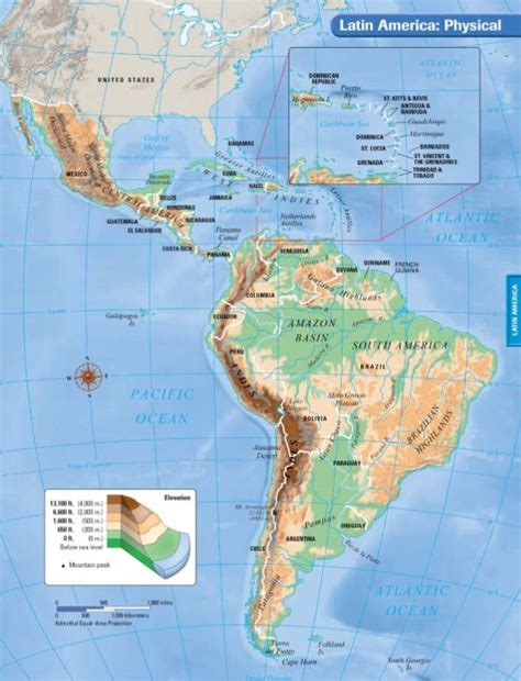 Labeled Features Labeled Latin America Physical Map Internet Hassuttelia
