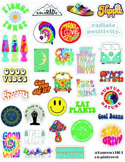 Hippie Stickers Hippie Sticker Aesthetic Stickers Vinyl Decal Stickers