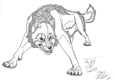 Angry Wolf Lineart By Hawaiifan On Deviantart