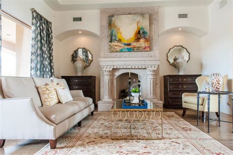 Cast Stone Fireplace Wows In Transitional Living Room Hgtv