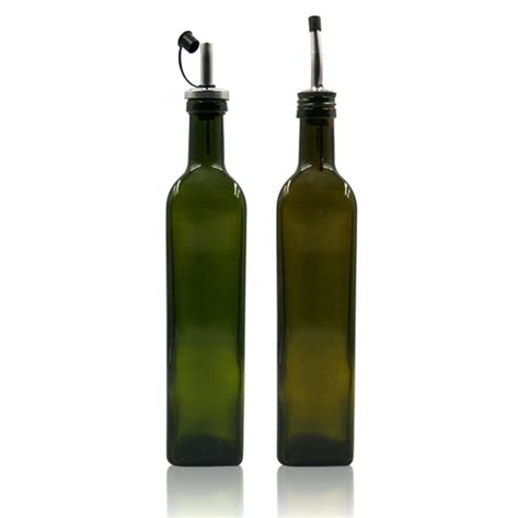 250 Ml 500 Ml 750 Ml Dark Green Square Glass Olive Oil Bottle Vinegar