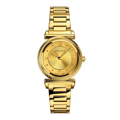 Versace Ladies Daily Chic V Motif Vintage Quartz Yellow Gold Watch