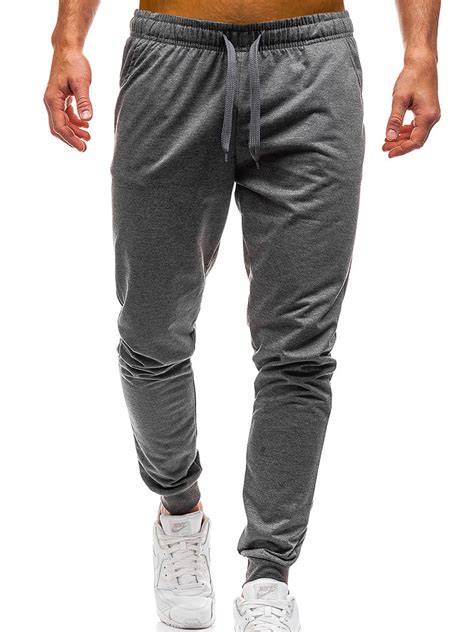 Capreze Mens Casual Pants With Pockets Fitted Beam Foot Sweatpants
