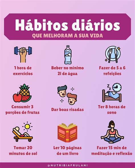 Hábitos diários que melhoram a sua vida Nutrição e dietética Qualidade de vida Habitos