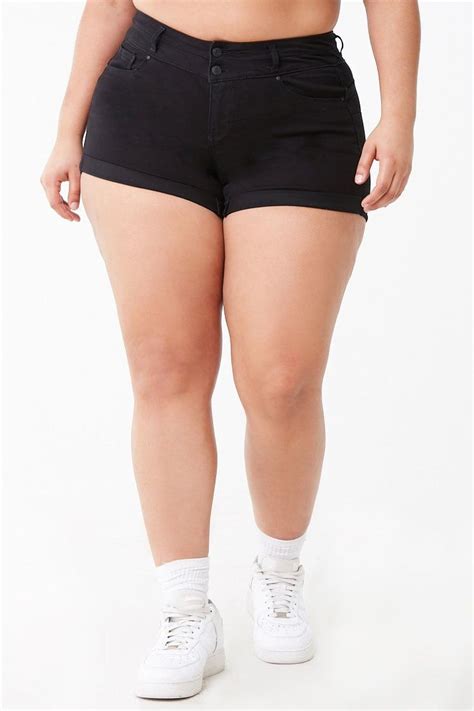 Plus Size Cuffed Denim Shorts With Images Plus Size Denim Shorts
