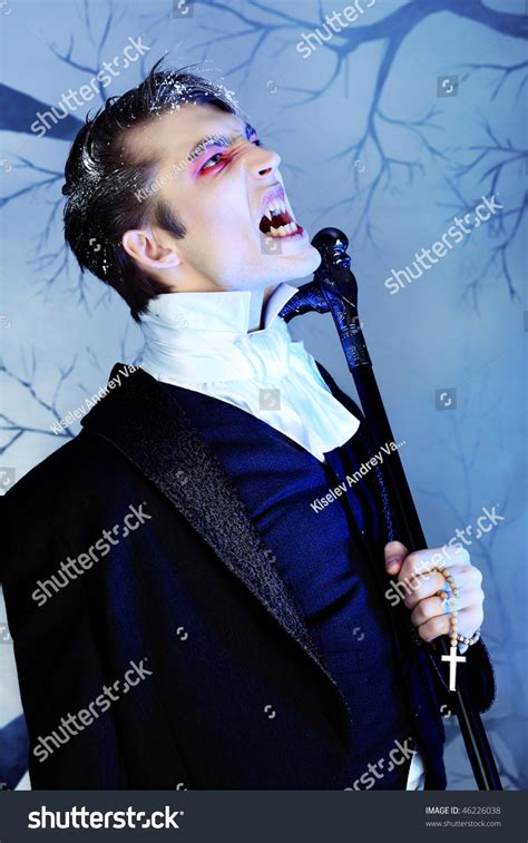 Portrait Handsome Young Man Vampire Style Stock Photo 46226038